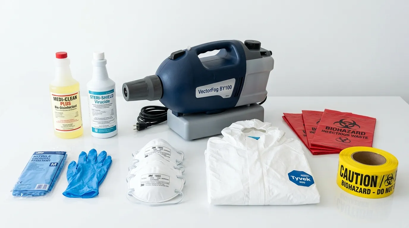 Professional biohazard remediation crew working in Griffith